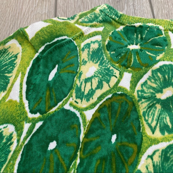 SOLD - Lands’ End Lime Print Cardigan Sweater - Picture 7 of 8